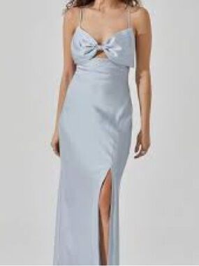 Altar'd State Light Blue Spaghetti Strap Maxi Dress with Front Twist